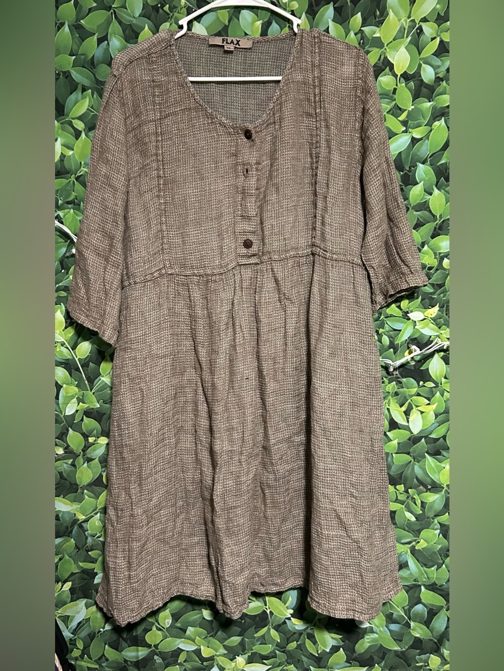Flax Textured Brown Linen Dress ( see pics and notes)